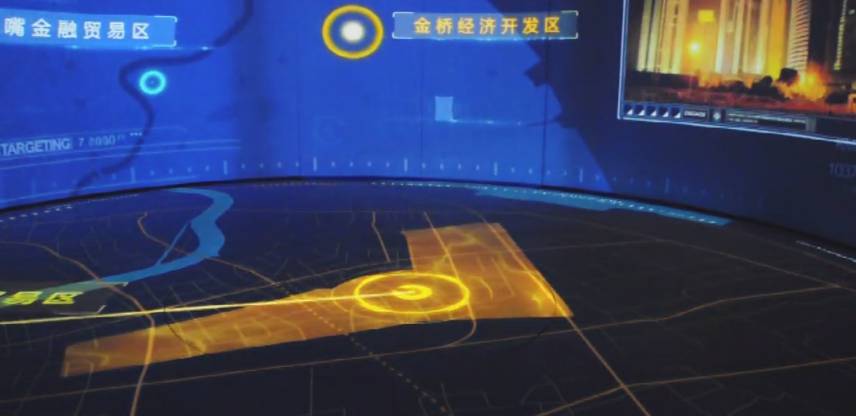 上海金桥规划馆环幕数字投影沙盘