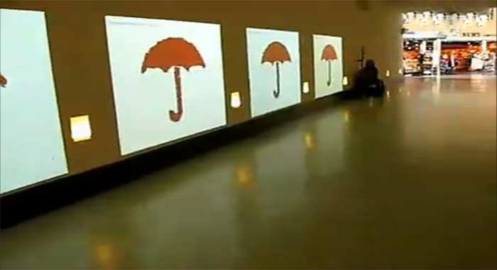 墙面雨伞互动投影