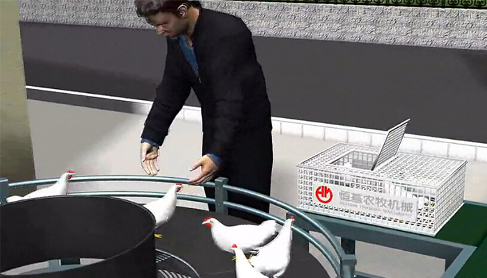 层叠式肉鸡笼养系统机械动画截图3